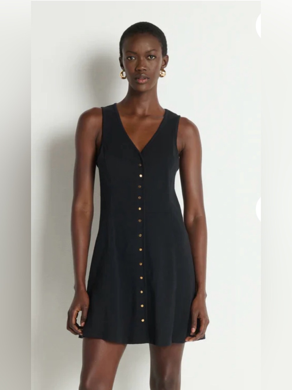 Anthropologie Nation LA Tierra Black Sleeveless Button-Front cotton Dress MED‎